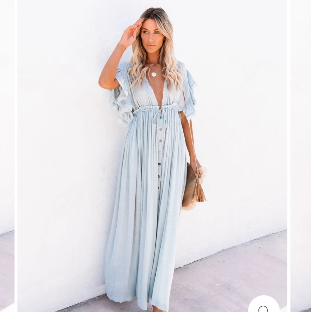 VICI pocketed ruffle maxi dress
